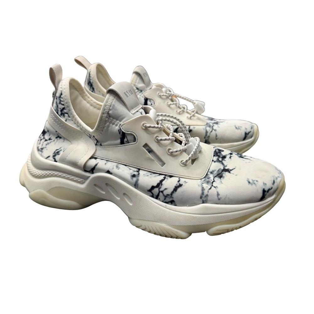 Steve Madden Black White Pattern Sneakers Womens Size 9 Casual Streetwear Chic